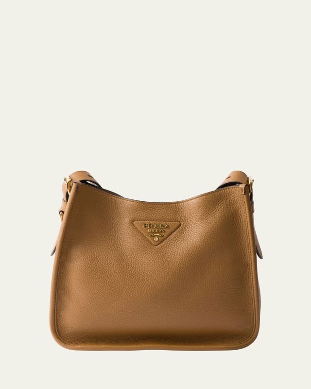 Medium Daino Soft Leather Hobo Crossbody Bag